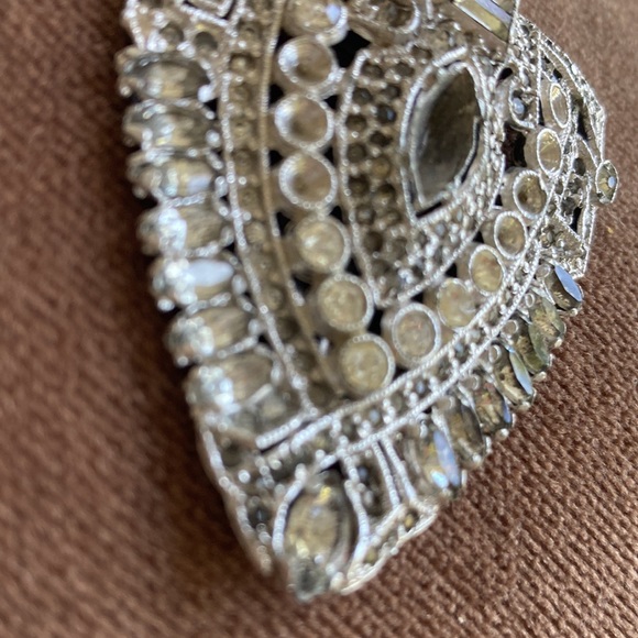 Large glass stones paste 1920s deco dress clip. Antique. - Picture 4 of 10